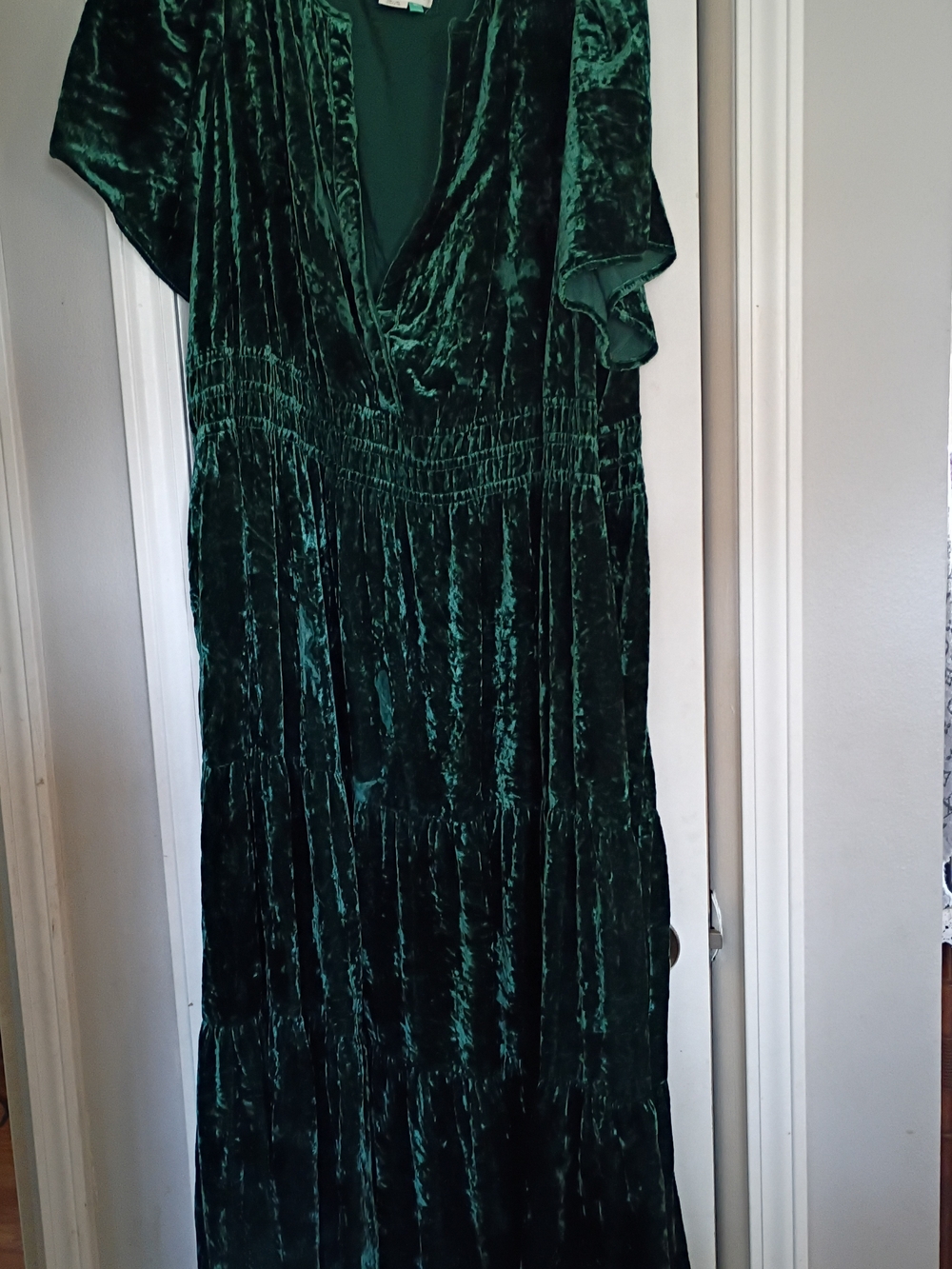 Anthropologie Deep Green Velvet Maxi Dress